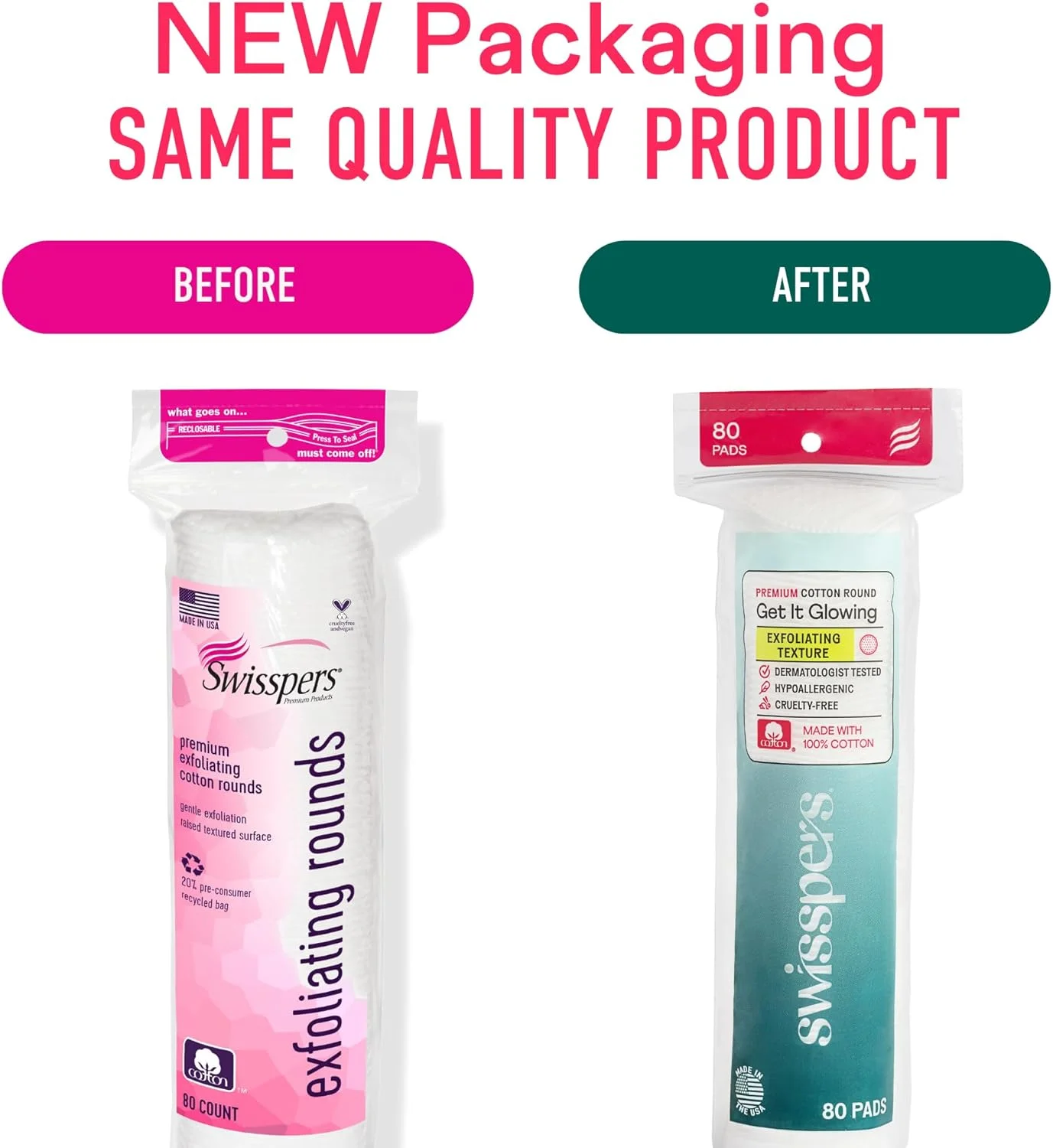 پدهای پنبه ای لایه بردار صورت سویسپرس پریمیوم، دارای 2 سطح با بافت برجسته متمایز، 80 عدد در بسته بندی قابل بستن مجدد