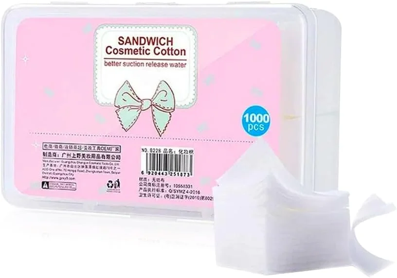 ۱۰۰۰ عدد پد پنبه ای آرایشی مستطیلی برای پاک کردن آرایش صورت و چشم