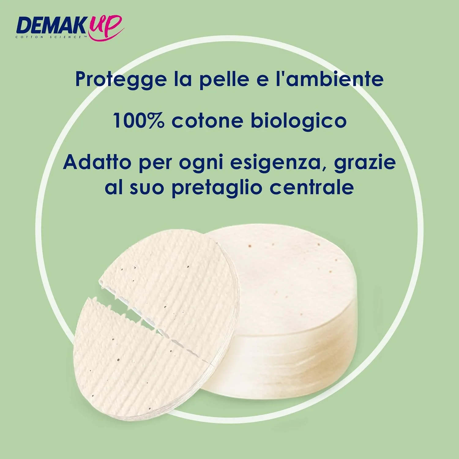 پدهای پنبه ای ارگانیک Demak'Up Adapt برای پاک کردن آرایش - صورت و چشم - 100% الیاف پنبه ای طبیعی ارگانیک و سفید نشده - دارای گواهی GOTS - 50 عدد