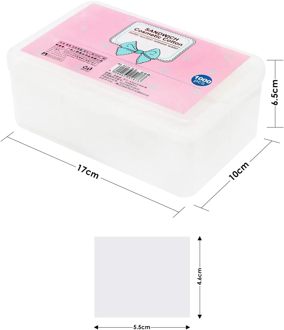 ۱۰۰۰ عدد پد پنبه ای آرایشی مستطیلی برای پاک کردن آرایش صورت و چشم