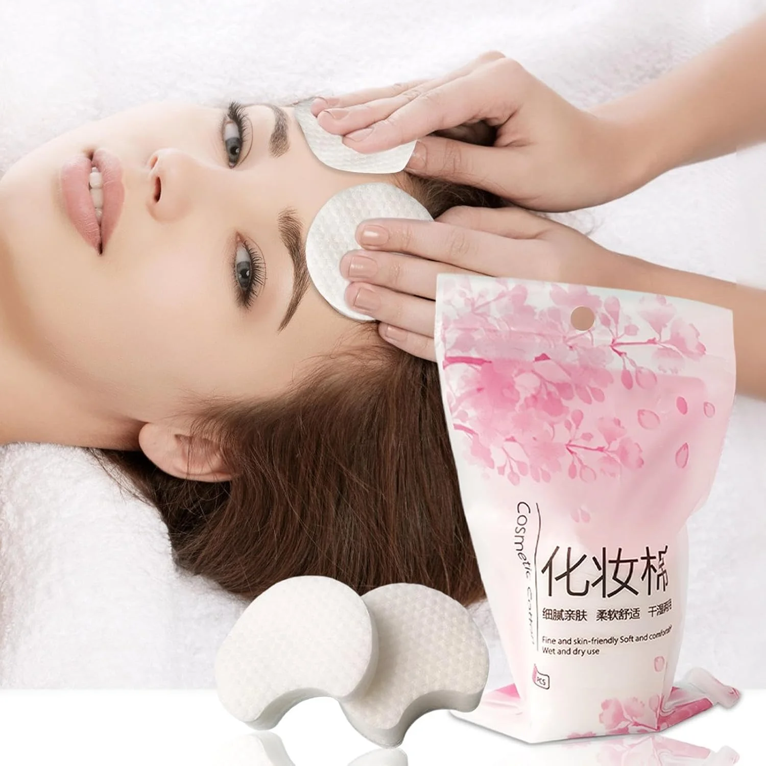 پدهای پاک کننده صورت، پدهای پاک کننده آرایش صورت - پدهای گرد نرم، دستمال مرطوب های قابل شستشو و سازگار با پوست برای مراقبت از چشم، مناسب برای دختران، مسافرت و منزل