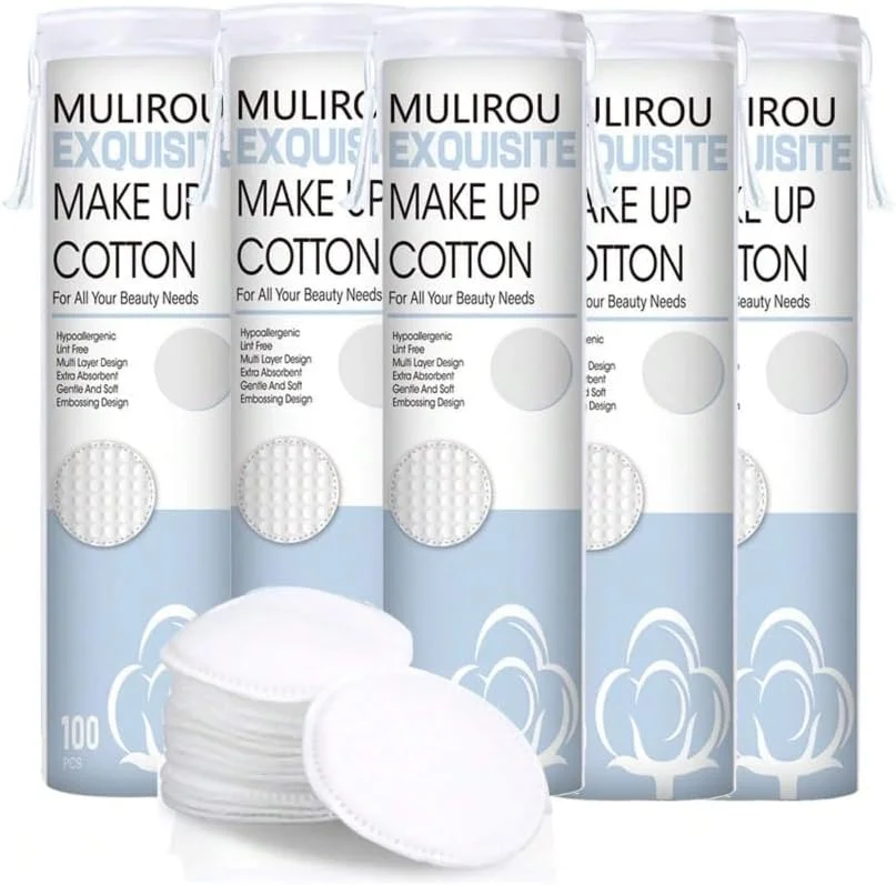 ۵۰۰ عدد پد پاک کننده آرایش گرد، پدهای پاک کننده آرایش طبیعی، دستمال مرطوب ضد حساسیت با بافت وافل، قطر ۲.۳۶ اینچ، مراقبت از پوست