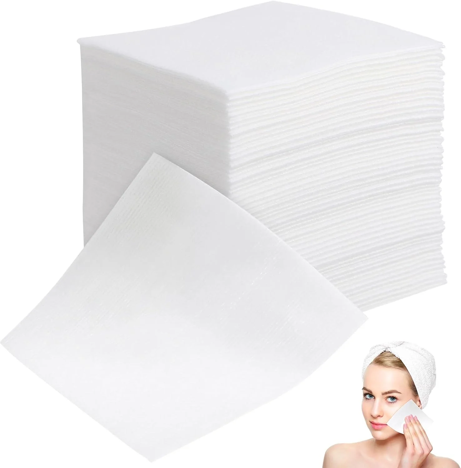 ۱۰۰ عدد پد پاک کننده آرایش، پدهای پنبه ای نرم و غیر بافته شده برای پاک کردن آرایش و مراقبت از پوست صورت