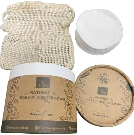 پدهای پنبه ای ارگانیک و قابل استفاده مجدد برای آرایش با کیف مسافرتی | پدهای پاک کننده آرایش بامبو با کیسه لباسشویی | دستمال مرطوب پاک کننده صورت قابل شستشو و سازگار با محیط زیست و پد ارگانیک برای انواع پوست