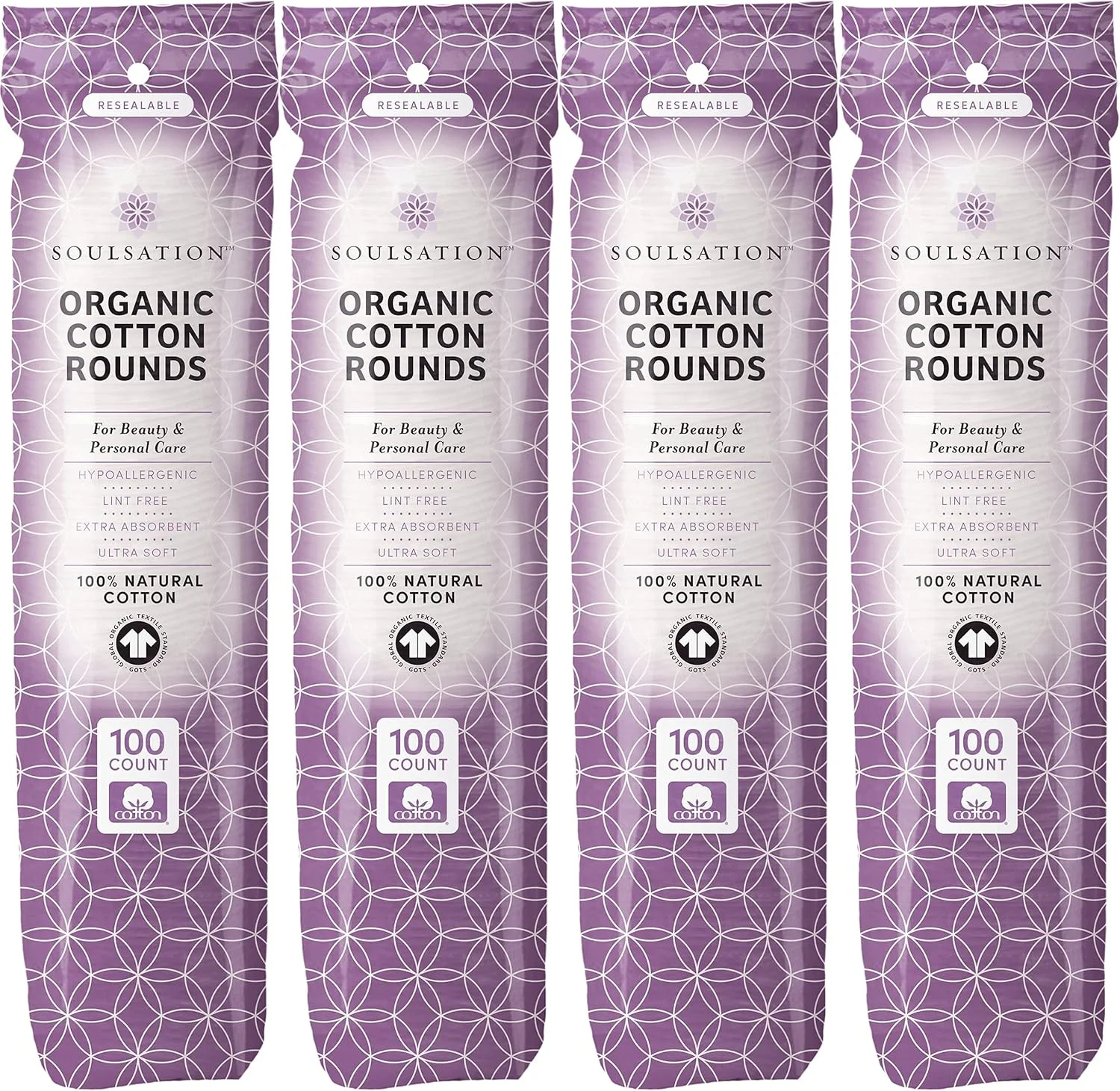 پدهای پنبه ای ارگانیک، 400 عدد - پدهای پاک کننده آرایش صورت، بدون پرز