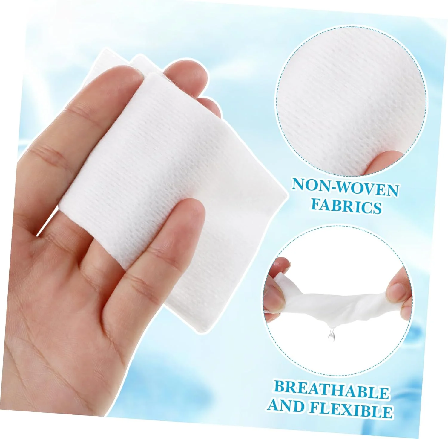 پدهای پنبه ای نازک آرایشی صورت بالیو، 100 عدد، پدهای پاک کننده آرایش مربعی برای مراقبت روزانه از پوست، غیر بافته، نرم، اندازه تاشو 10x10 سانتی متر