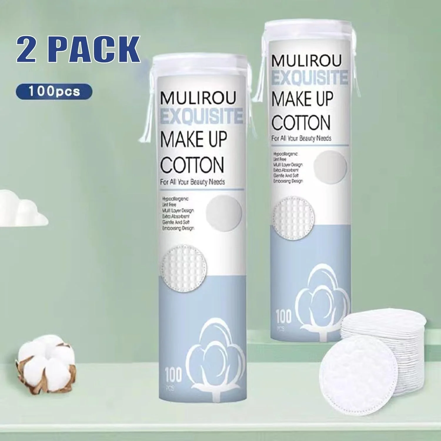 پدهای گرد پنبه ای 100% ارگانیک، 200 عددی - پدهای پاک کننده آرایش صورت - پدهای پنبه ای نرم برای تونر و مراقبت از پوست