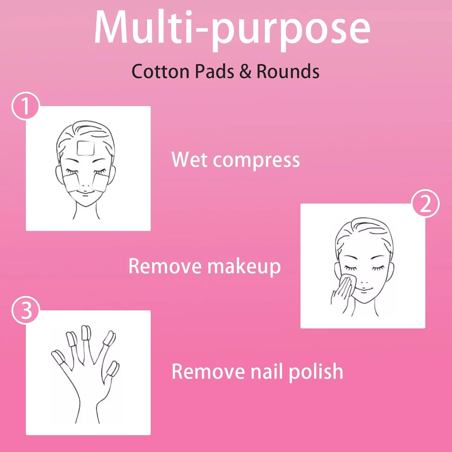 ۱۰۰ بسته پد پنبه ای، پدهای پنبه ای بسته بندی شده تکی، سایز مسافرتی، پدهای پاک کننده آرایش برای چشم، لاک ناخن، پدهای پاک کننده صورت مناسب هتل