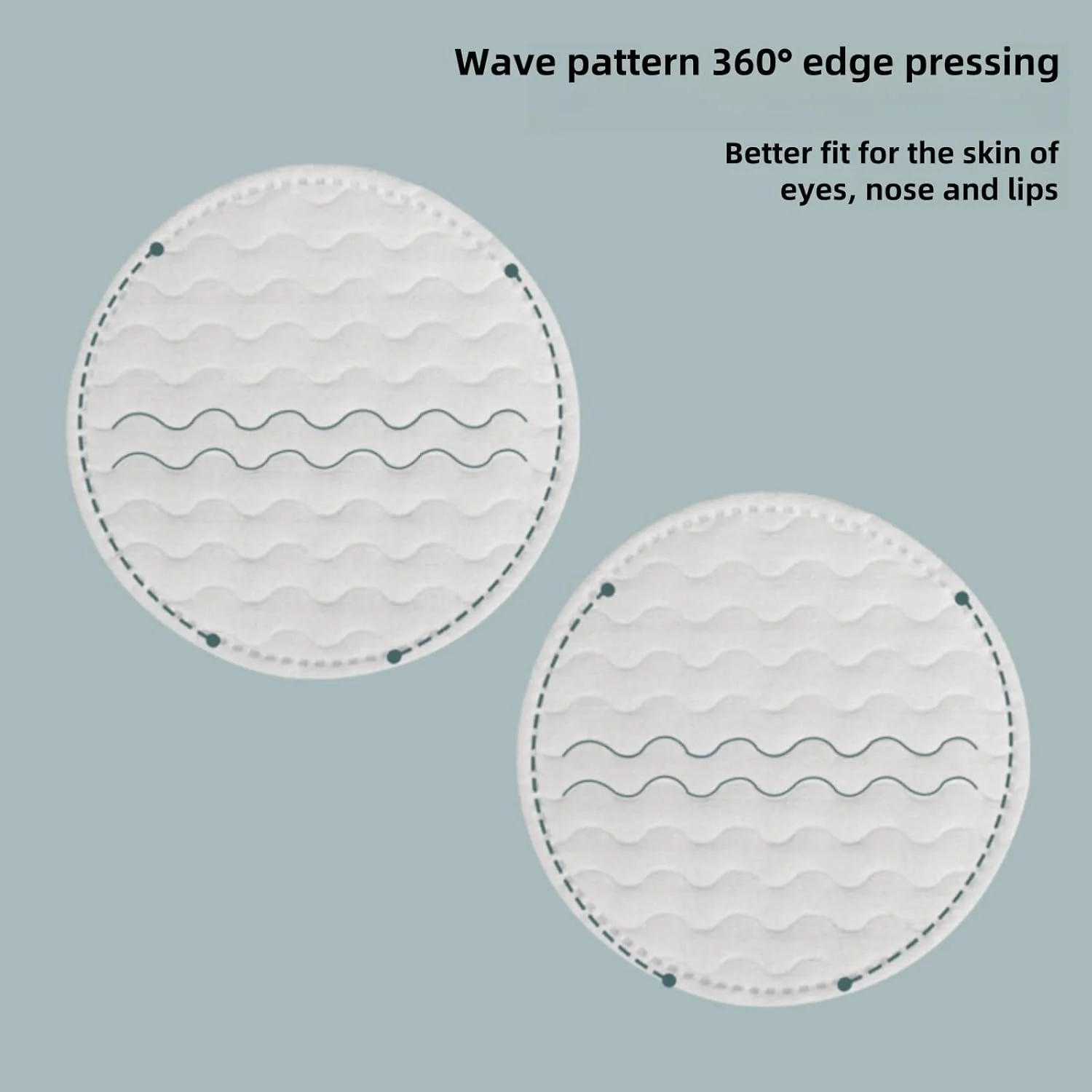 پدهای پنبه ای گرد پاک کننده آرایش، 400 عدد پد پنبه ای خالص دو طرفه فوق العاده ضخیم با موج برجسته برای پاکسازی، لبه های مهر و موم شده 360 درجه برای حفظ رطوبت، برای پاک کردن آرایش و آبرسانی