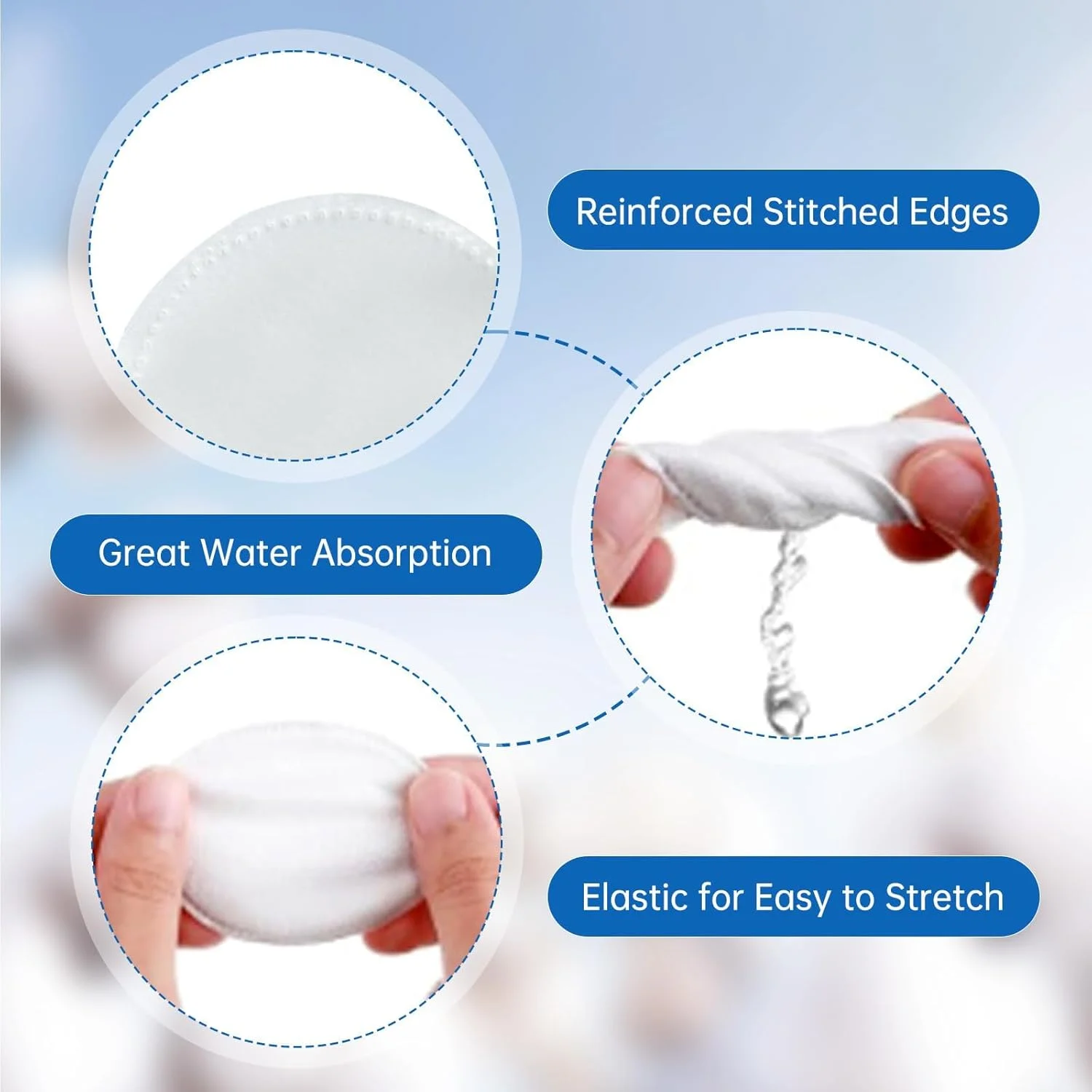 پدهای پنبه‌ای نرم و لطیف - 360 عدد پد پنبه‌ای ممتاز برای صورت، 100% پنبه جاذب و بافت‌دار، پدهای پاک‌کننده آرایش - ضد حساسیت