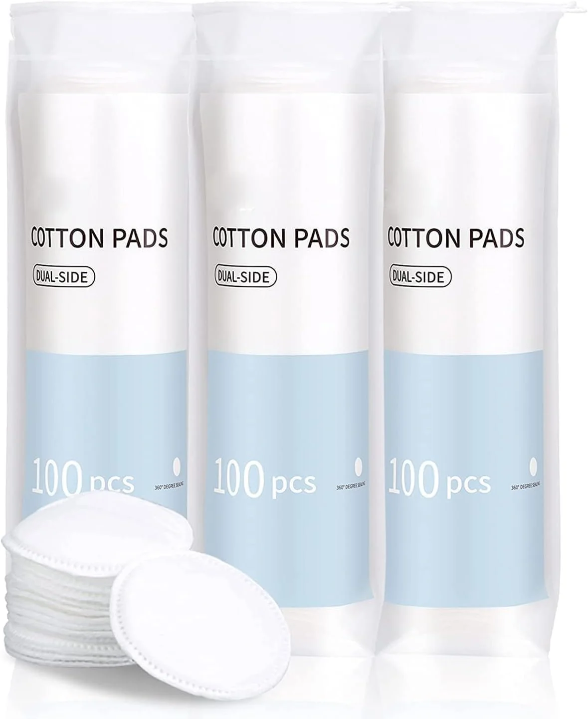 پدهای گرد پنبه ای نالاکال، بسته 3 عددی پدهای 100% پنبه، پدهای پنبه ای جاذب، پدهای پنبه ای پاک کننده آرایش صورت و چشم، ضد حساسیت، پنبه خالص بدون پرز، پدهای نرم چند لایه، مناسب برای استفاده از تونر صورت