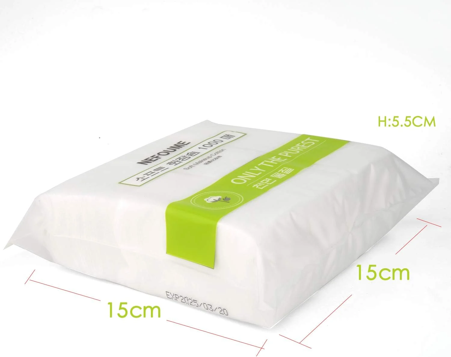 پدهای پنبه ای نازک آرایشی صورت 1000 عددی، پدهای پنبه ای نرم و مربعی پاک کننده لاک ناخن، پدهای پنبه ای پاک کننده آرایش چشم و لب، پنبه غیر بافته، بدون پرز