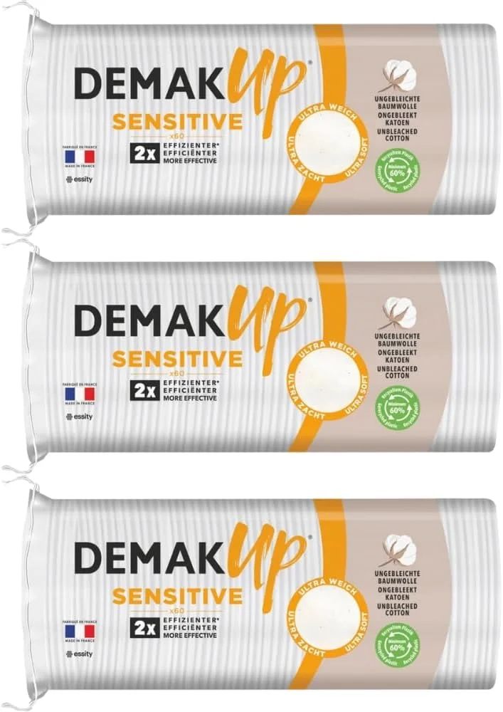 پدهای پنبه ای لطیف - پدهای فوق العاده نرم پاک کننده آرایش برای پوست های حساس - بسته 3 عددی (در مجموع 180 پد)