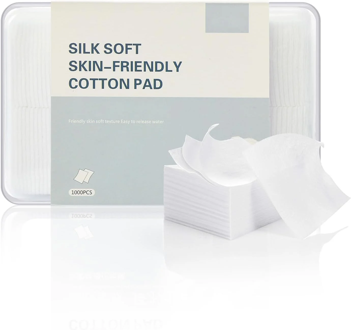 پدهای پنبه ای پاک کننده آرایش 1000 عددی، پدهای پنبه ای آرایشی مربعی غیر بافته شده طبیعی و لطیف