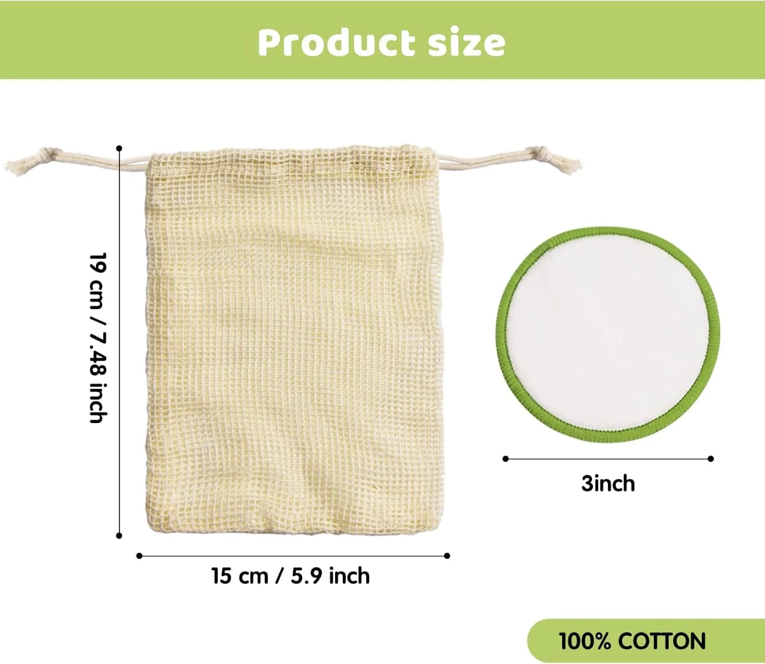 پدهای آرایش پاک کن بامبو قابل استفاده مجدد - پدهای پنبه ای قابل شستشو برای پاکسازی صورت، پدهای پنبه ای نرم قابل استفاده مجدد برای پاک کردن آرایش، لوازم ضروری زیبایی سازگار با محیط زیست و بدون زباله (بسته 20 عددی)