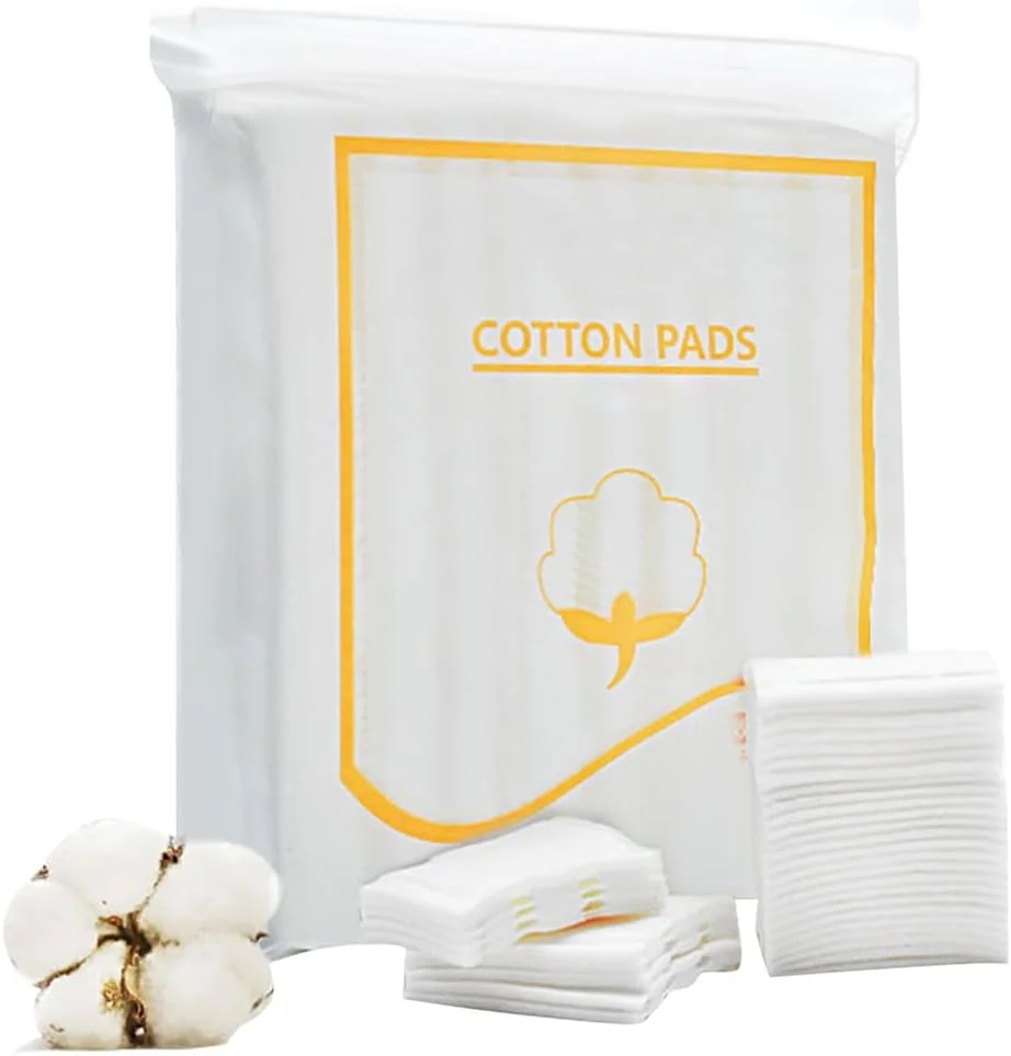 پدهای پنبه ای، پدهای پاک کننده آرایش صورت، لب و چشم، 100% پنبه نرم و بدون پرز برای پاک کردن آرایش، پدهای پنبه ای مربعی آرایش، پد پاک کننده صورت، ضد حساسیت، دو طرفه برای صرفه جویی در آب (222 عدد)
