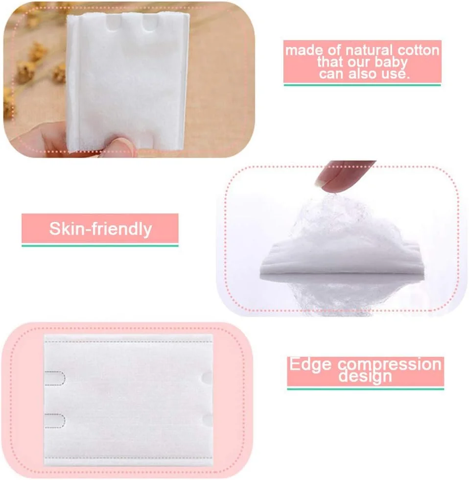 پدهای پنبه ای ممتاز 100% طبیعی، 222 عددی پد پاک کننده آرایش صورت و چشم، پد پنبه ای مربعی، دو طرفه صرفه جویی در آب، ابزار آرایشی نرم و لطیف