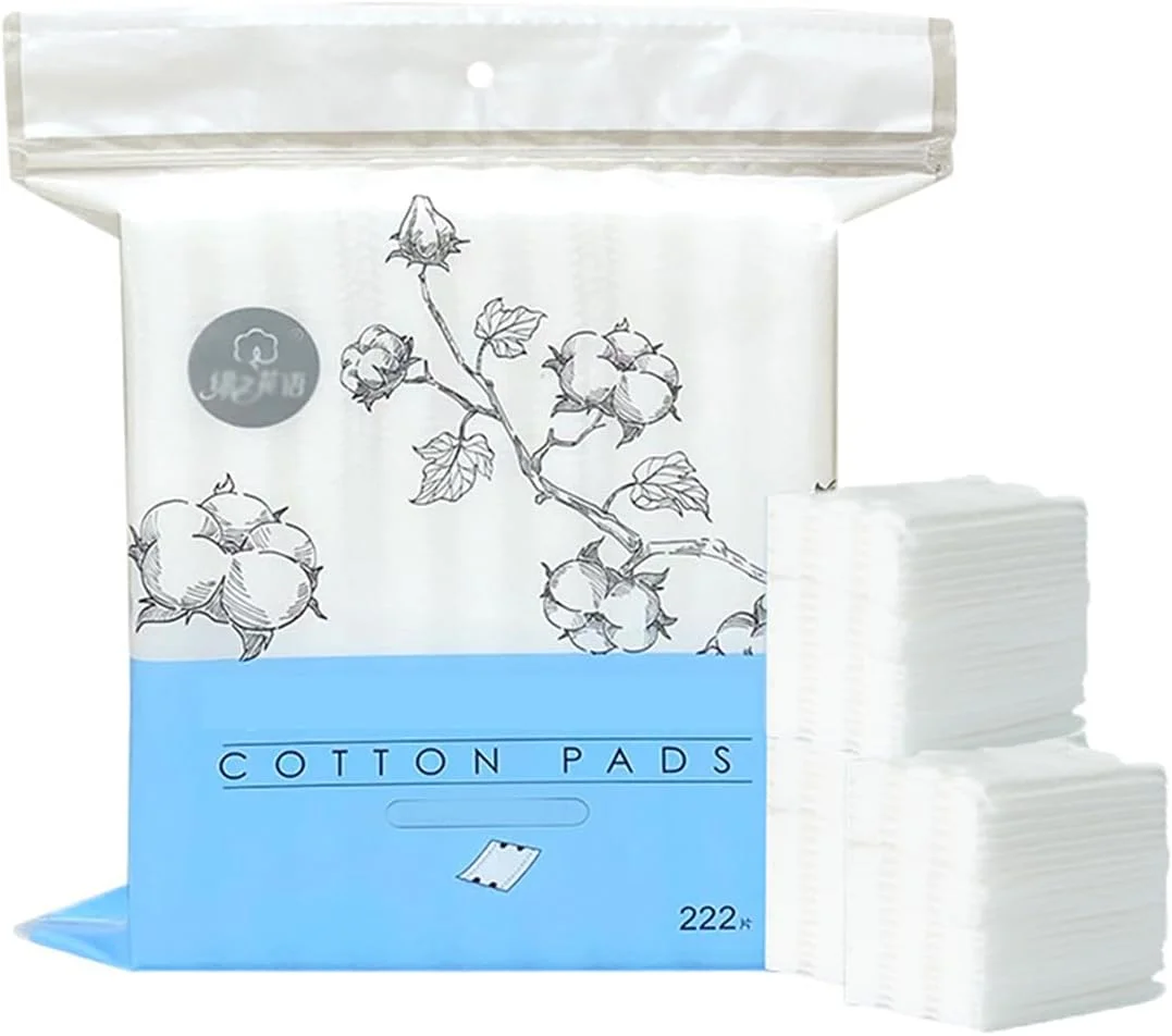 پدهای پنبه ای یکبار مصرف صورت U-HOOME، 222 عدد در بسته، پدهای آرایشی، پدهای پنبه ای پاک کننده پوست، پدهای پاک کننده چسب اکستنشن مژه، دستمال مرطوب پاک کننده، ابزار آرایشی