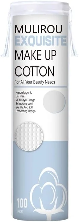پدهای پنبه‌ای ممتاز، 100% پنبه خالص، ضد حساسیت، بدون پرز برای پاک کردن آرایش، لاک ناخن و پاکسازی صورت (100 عدد)