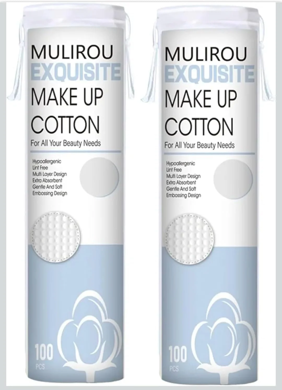پدهای پنبه‌ای آرایشی نفیس Mulirou، ضد حساسیت، بدون پرز، پدهای پنبه‌ای گرد ممتاز 100% طبیعی و دارای گواهی ارگانیک (200 عدد) برای پاک کردن آرایش صورت