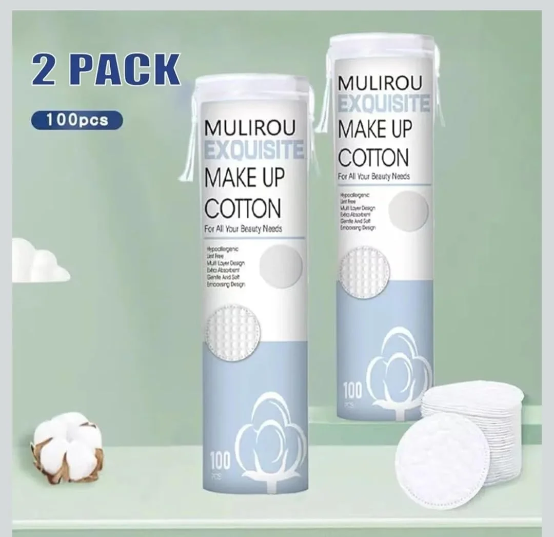 پدهای پنبه‌ای آرایشی نفیس Mulirou، ضد حساسیت، بدون پرز، پدهای پنبه‌ای گرد ممتاز 100% طبیعی و دارای گواهی ارگانیک (200 عدد) برای پاک کردن آرایش صورت