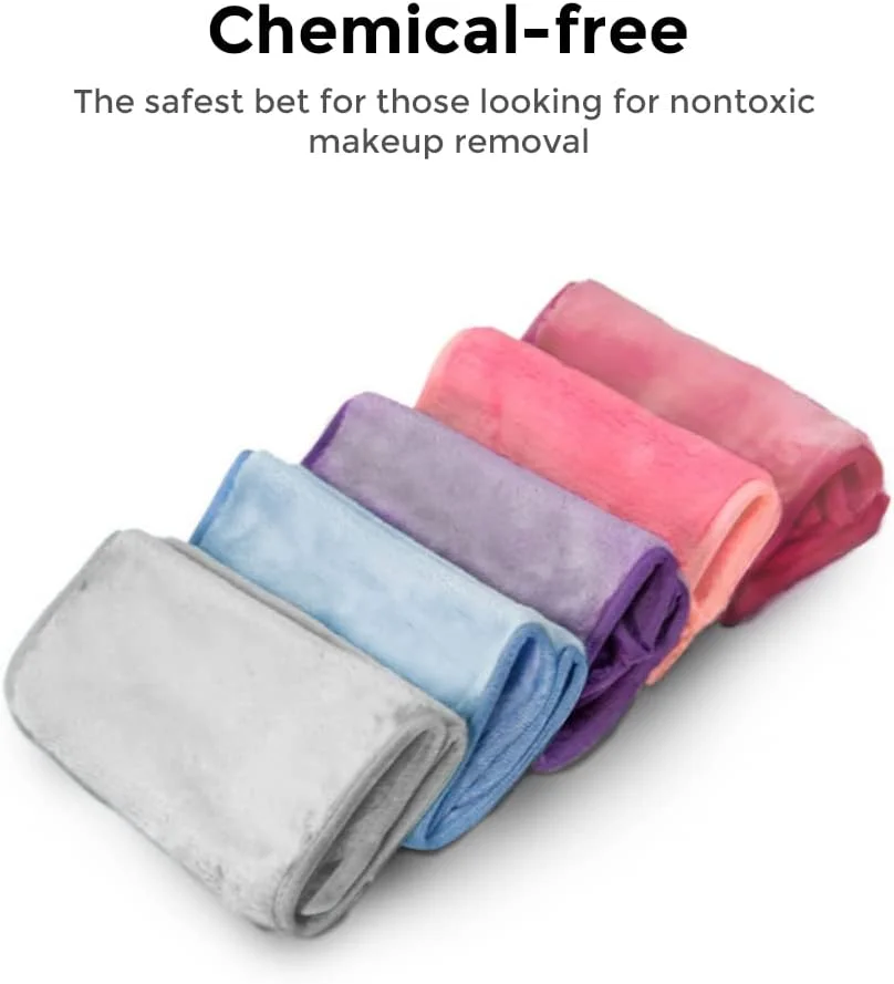 دستمال پاک کننده آرایش Wownect، حوله نرم میکروفیبر قابل استفاده مجدد برای پاکسازی صورت [بسته 3 عددی] پارچه قابل شستشو در ماشین لباسشویی مناسب برای انواع پوست - صورتی، آبی، خاکستری