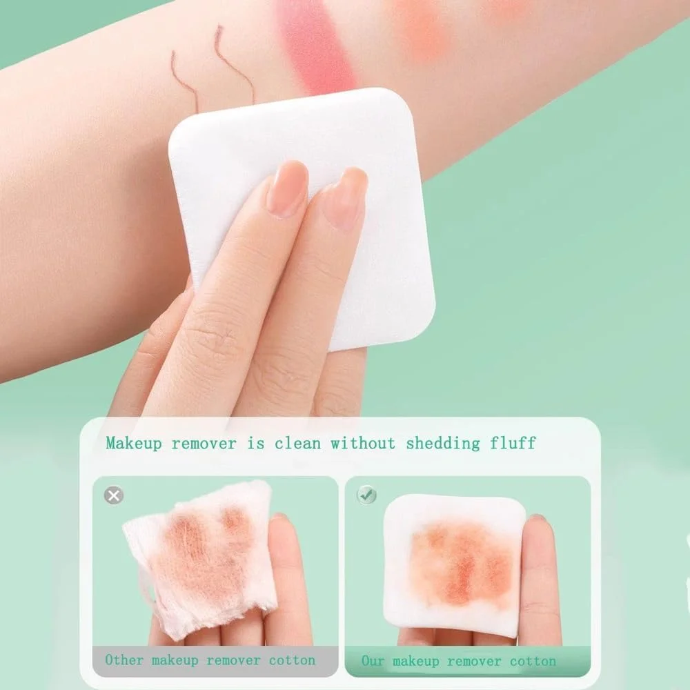 پدهای مربعی پنبه ای، 180 عددی، پدهای صورت 6x6 سانتی متری سازگار با پوست، پدهای پاک کننده آرایش بدون پرز و با بافت برای مراقبت روزانه از پوست، مربع های بزرگ و نرم آرایشی (6x6 سانتی متر)