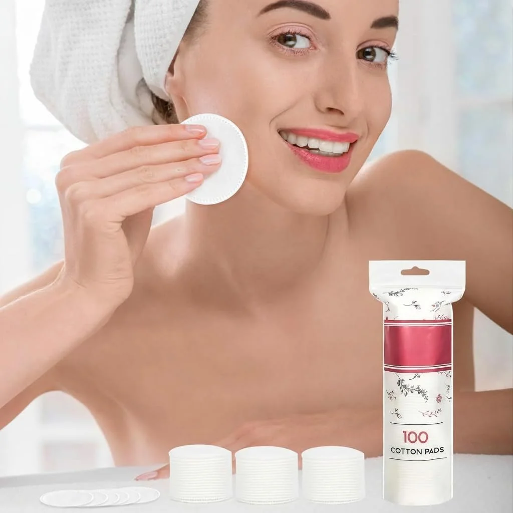 پدهای پنبه ای پاک کننده صورت، پدهای گرد پنبه ای، ضد حساسیت، پدهای پاک کننده آرایش بدون پرز، 100% پنبه خالص، مناسب سفر، پدهای پنبه ای با کیفیت بالا و قابل حمل، برای پاکسازی صورت و تونر صورت (بسته 5 عددی)