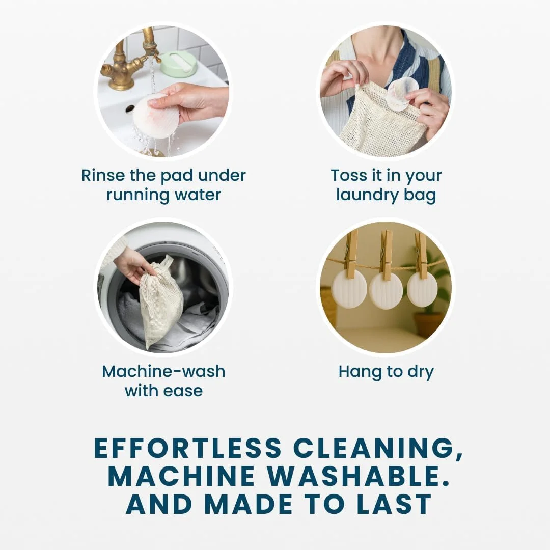 پدهای پاک کننده صورت چندبار مصرف LastRound® - پدهای آرایشی سازگار با محیط زیست و بدون زباله برای انواع پوست به همراه جعبه نگهداری