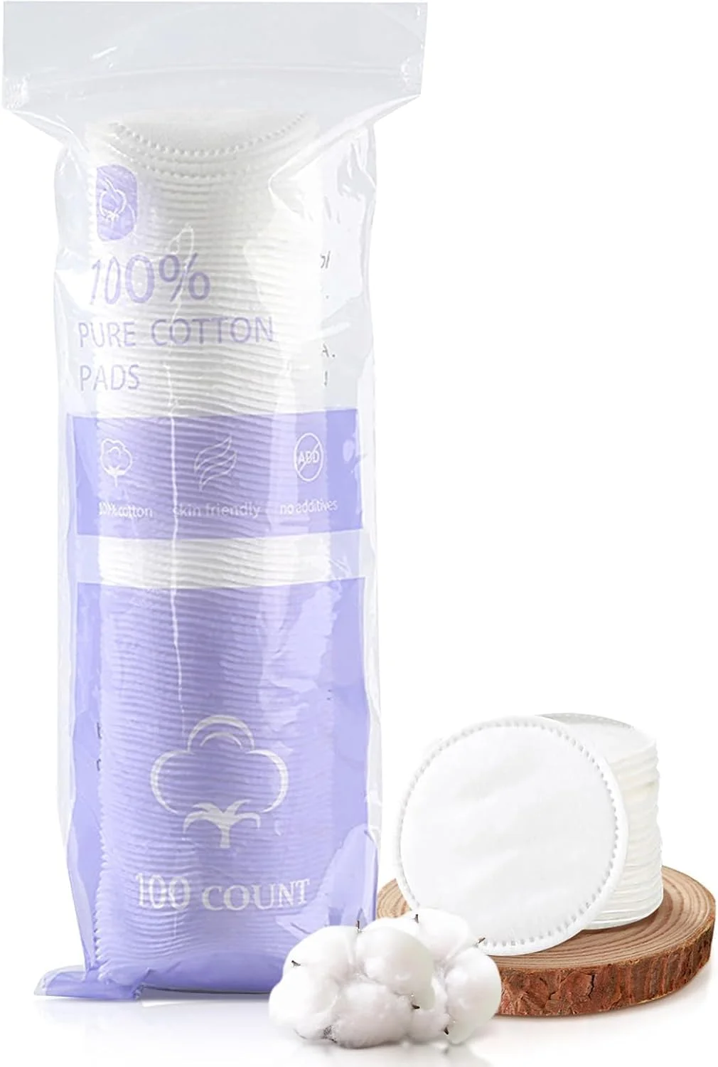 100 عدد پد پنبه ای گرد برای صورت، پدهای پاک کننده آرایش ضخیم 3 لایه، 2.28x2.28 اینچ 100% پنبه نرم و بدون پرز برای پوست حساس، لاک ناخن و مراقبت از پوست
