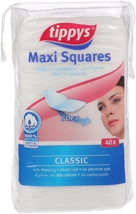 پدهای پنبه ای مربعی بزرگ تیپیز، بسته 40 عددی