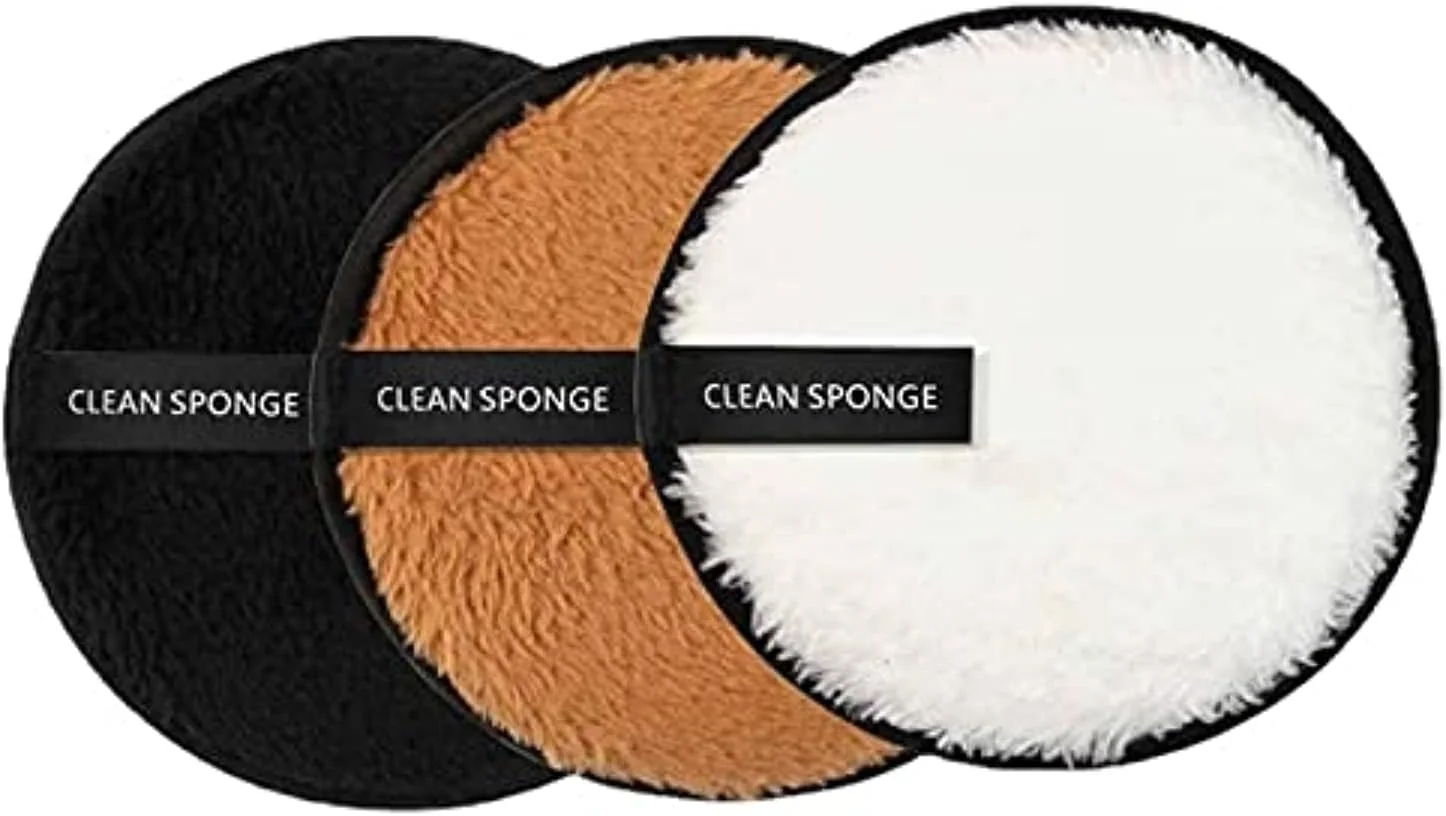 حوله پاک کننده آرایش صورت میکروفایبر قابل شستشو (مشکی، قهوه ای، سفید، 3 عدد)