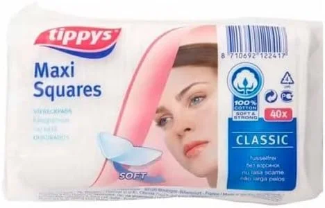 پدهای پنبه ای مربعی بزرگ تیپیز، بسته 40 عددی