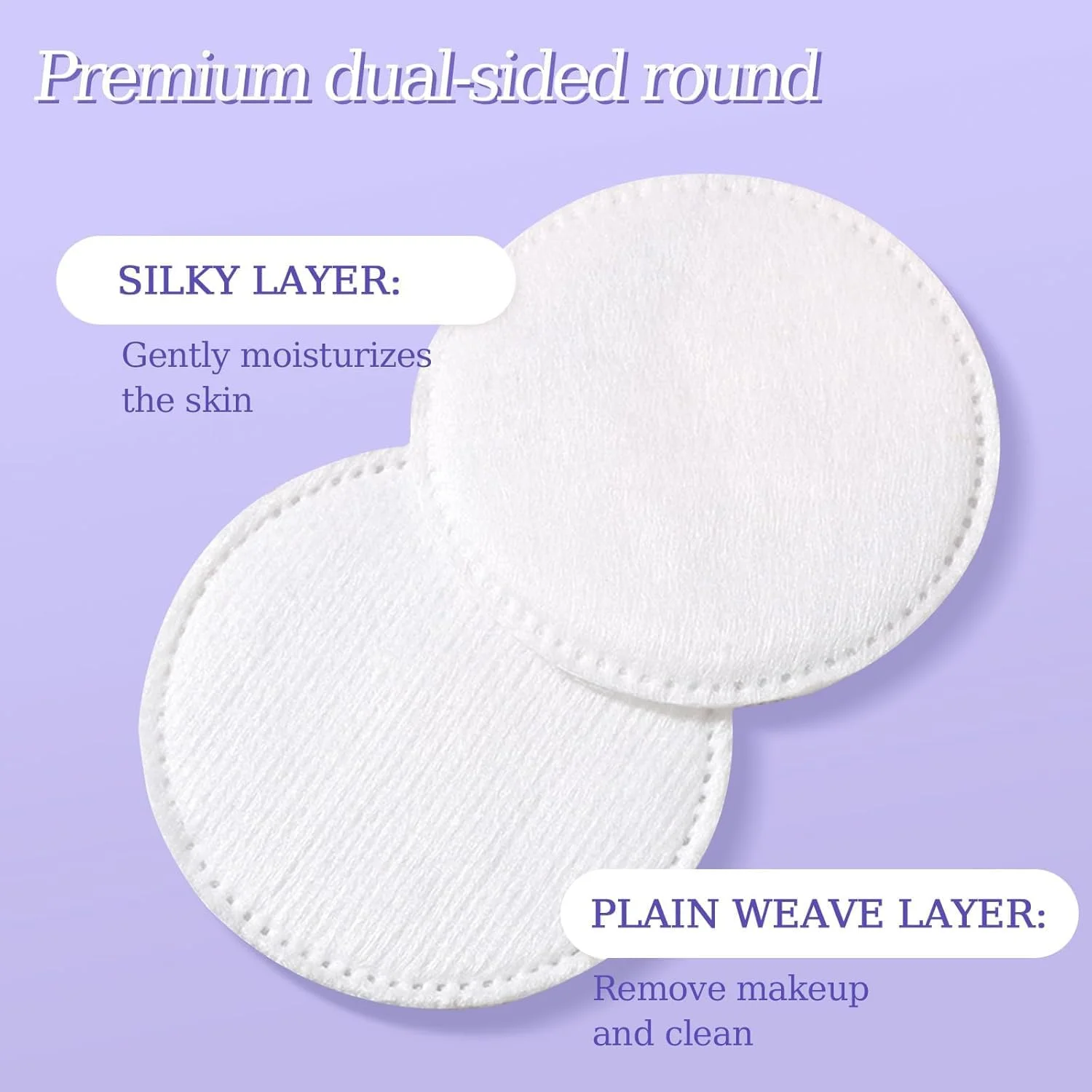 100 عدد پد پنبه ای گرد برای صورت، پدهای پاک کننده آرایش ضخیم 3 لایه، 2.28x2.28 اینچ 100% پنبه نرم و بدون پرز برای پوست حساس، لاک ناخن و مراقبت از پوست
