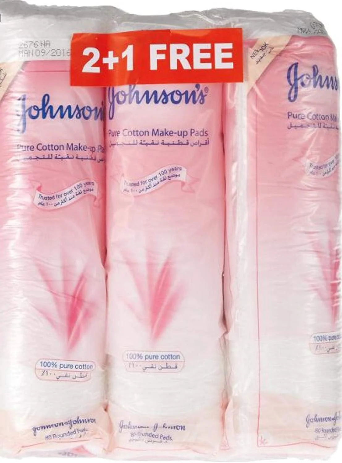 پدهای پنبه ای آرایشی جانسون اند جانسون 3 بسته 80 عددی