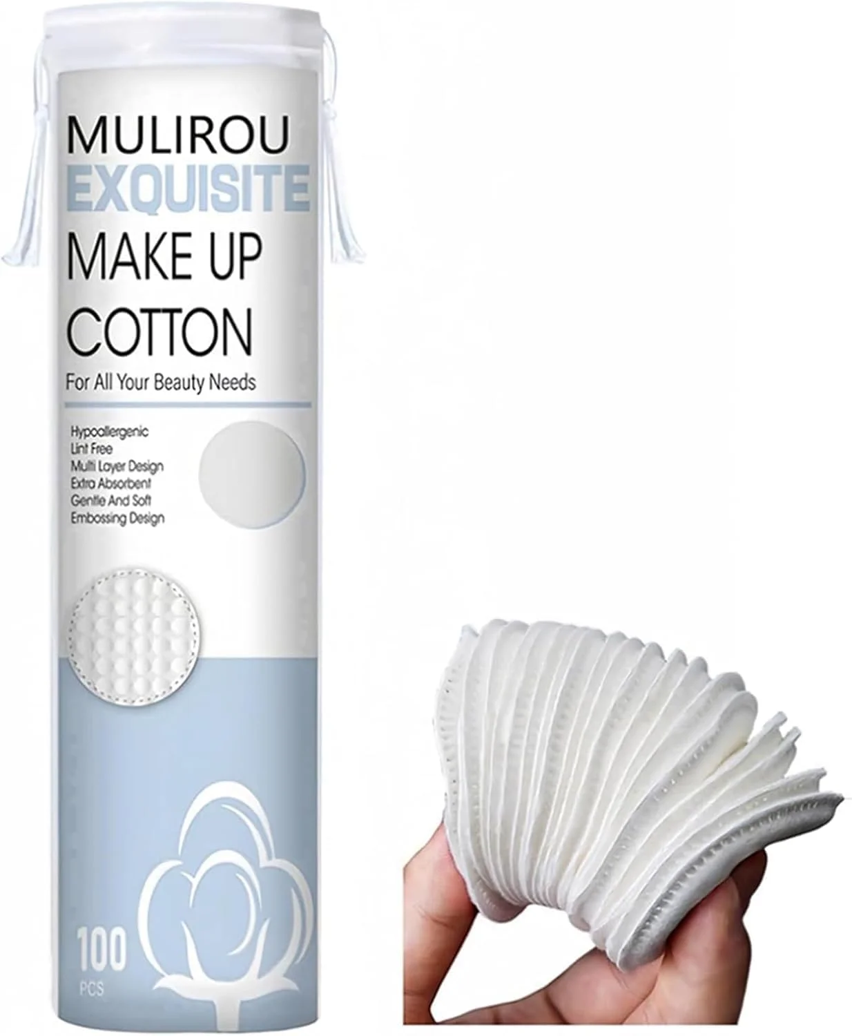 پدهای آرایشی پنبه ای ممتاز 100% طبیعی (100 عدد) مناسب برای صورت، پاک کننده آرایش و دارای سطح میکرو دانه