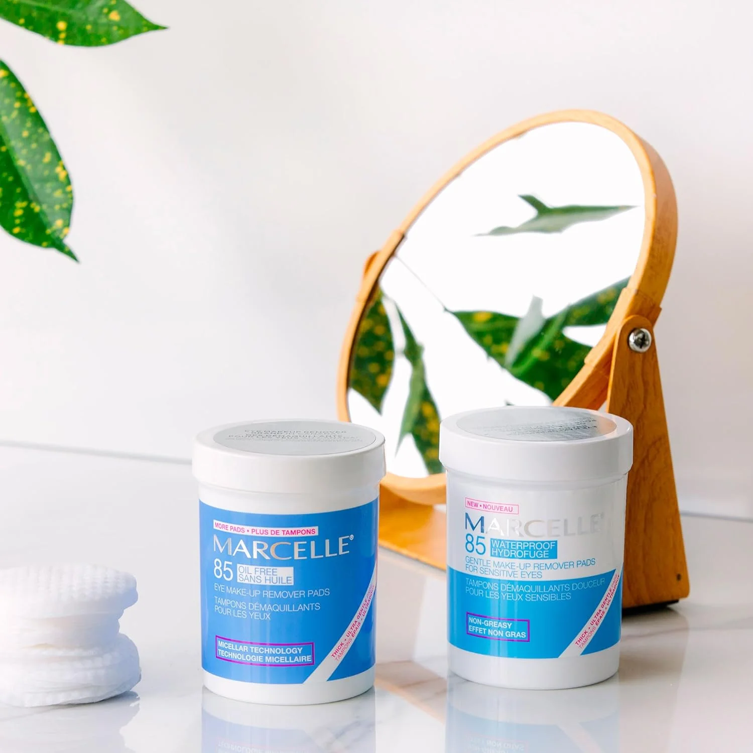 پدهای پاک کننده ملایم آرایش چشم مارسل، مناسب چشم های حساس، پاک کننده آرایش ضد آب، ضد حساسیت، بدون عطر، بدون پارابن، بدون الکل، بدون تست حیوانی، 85 عدد