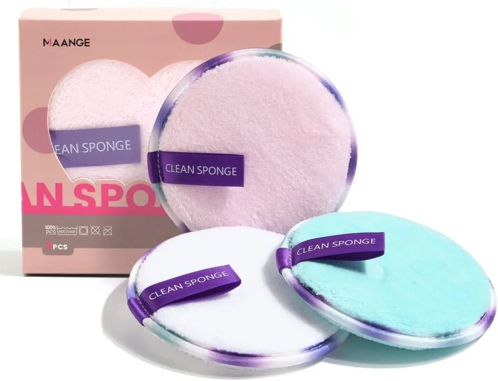 پد پاک کننده آرایش چندبار مصرف، پد گرد پاک کننده آرایش صورت برای آرایش غلیظ - دستمال مرطوب پاک کننده آرایش میکروفیبر نرم