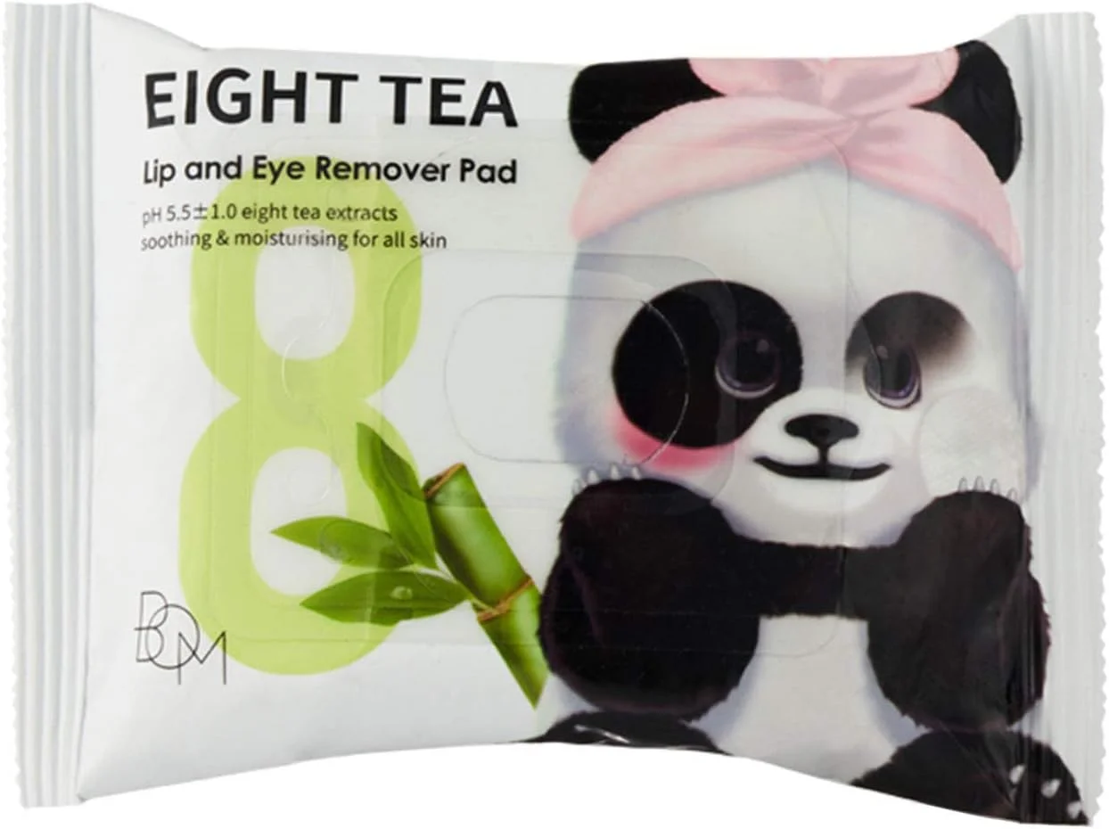 پد پاک کننده آرایش لب و چشم BOM Eight Tea با چای سبز برای آرایش ضد آب، 30 عدد
