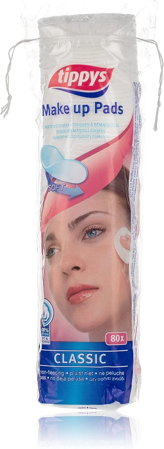 پدهای پاک کننده آرایش تیپیز کلاسیک 80 عددی - پنبه ای، شکل گرد