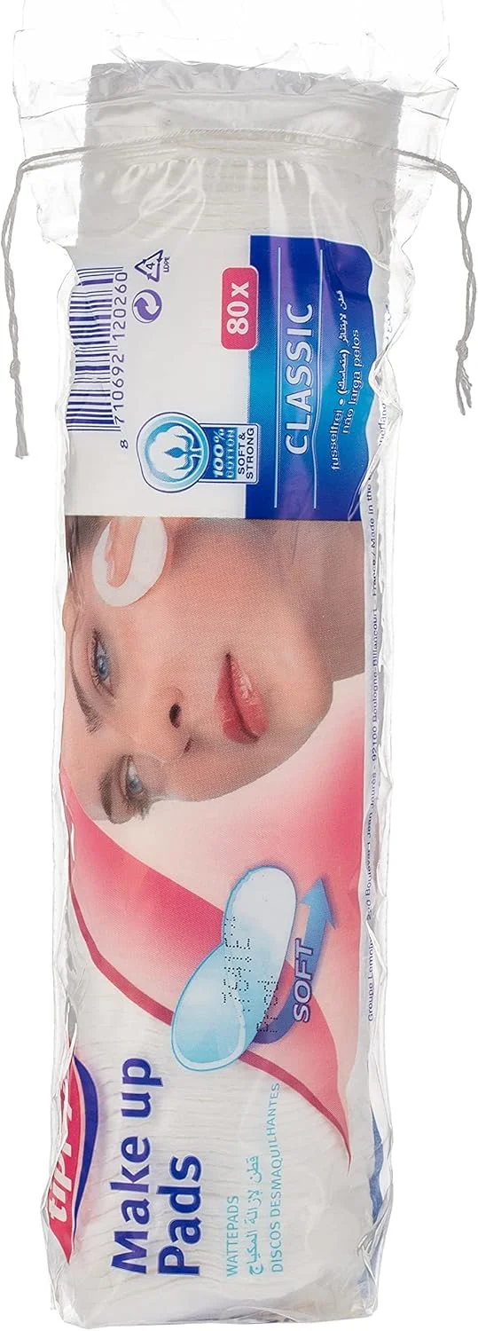 پدهای پاک کننده آرایش تیپیز کلاسیک 80 عددی - پنبه ای، شکل گرد