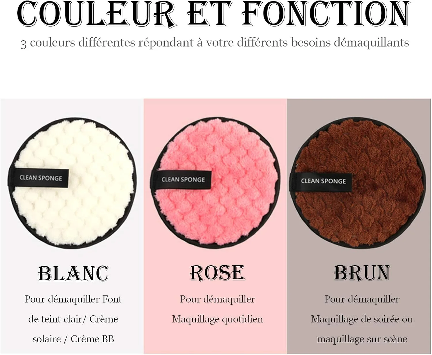 پدهای پاک کننده آرایش 3 رنگ، پدهای گرد قابل استفاده مجدد، پف های نرم پاک کننده صورت، حوله های دو طرفه قابل شستشو، پارچه پاک کننده آرایش میکروفیبر چند منظوره، سفید، صورتی، قهوه ای پدهای پاک کننده آرایش 3 رنگ، پدهای گرد قابل استفاده مجدد، پف های نرم پاک کننده صورت، حوله های دو طرفه قابل شستشو، پارچه پاک کننده آرایش میکروفیبر چند منظوره، سفید، صورتی، قهوه ای