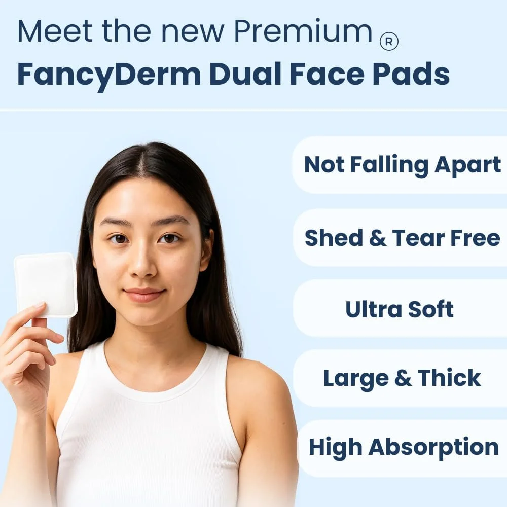 پدهای آرایشی پنبه ای برای صورت، 80 عدد پد بزرگ دو طرفه پاک کننده آرایش، تونر و میسلار واتر، بدون پرز و پارگی، بدون ریزش، پدهای مراقبت از پوست سه لایه، دارای سطح بافت دار و فوق العاده نرم - بسته 3 عددی