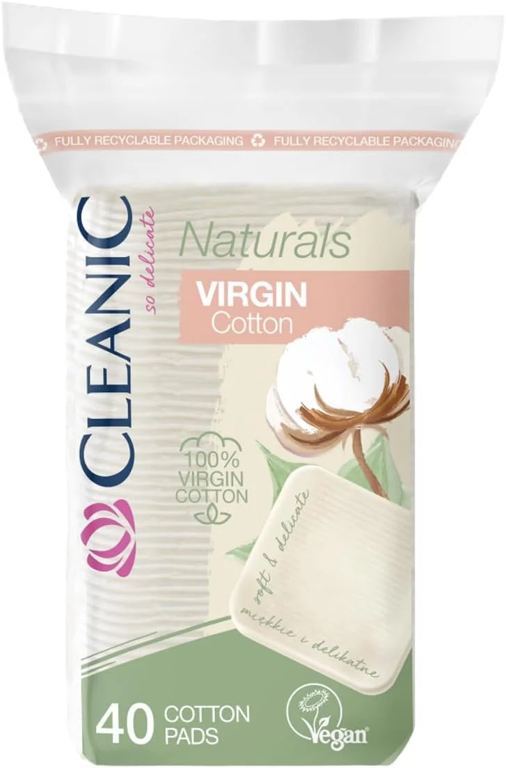 پدهای آرایشی پنبه ای کلینیک نچرالز (بسته 3 عددی 40 تایی) | نرم و لطیف | سطح مخملی برای پاک کردن موثر آرایش | پنبه خالص