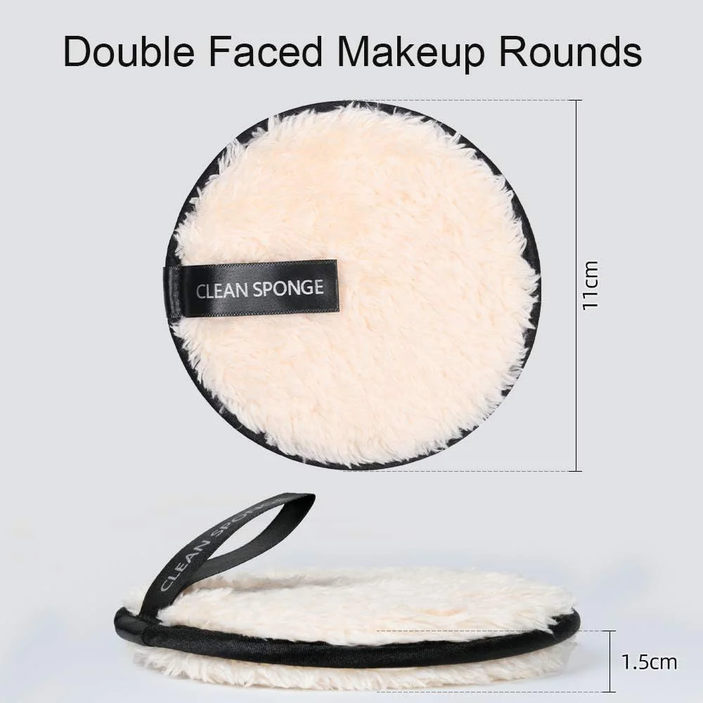 پدهای پاک کننده آرایش McMola، بسته 4 عددی پدهای بزرگ دو طرفه قابل استفاده مجدد، پارچه های میکروفیبر شستشوی صورت برای چشم ها، مناسب برای انواع پوست