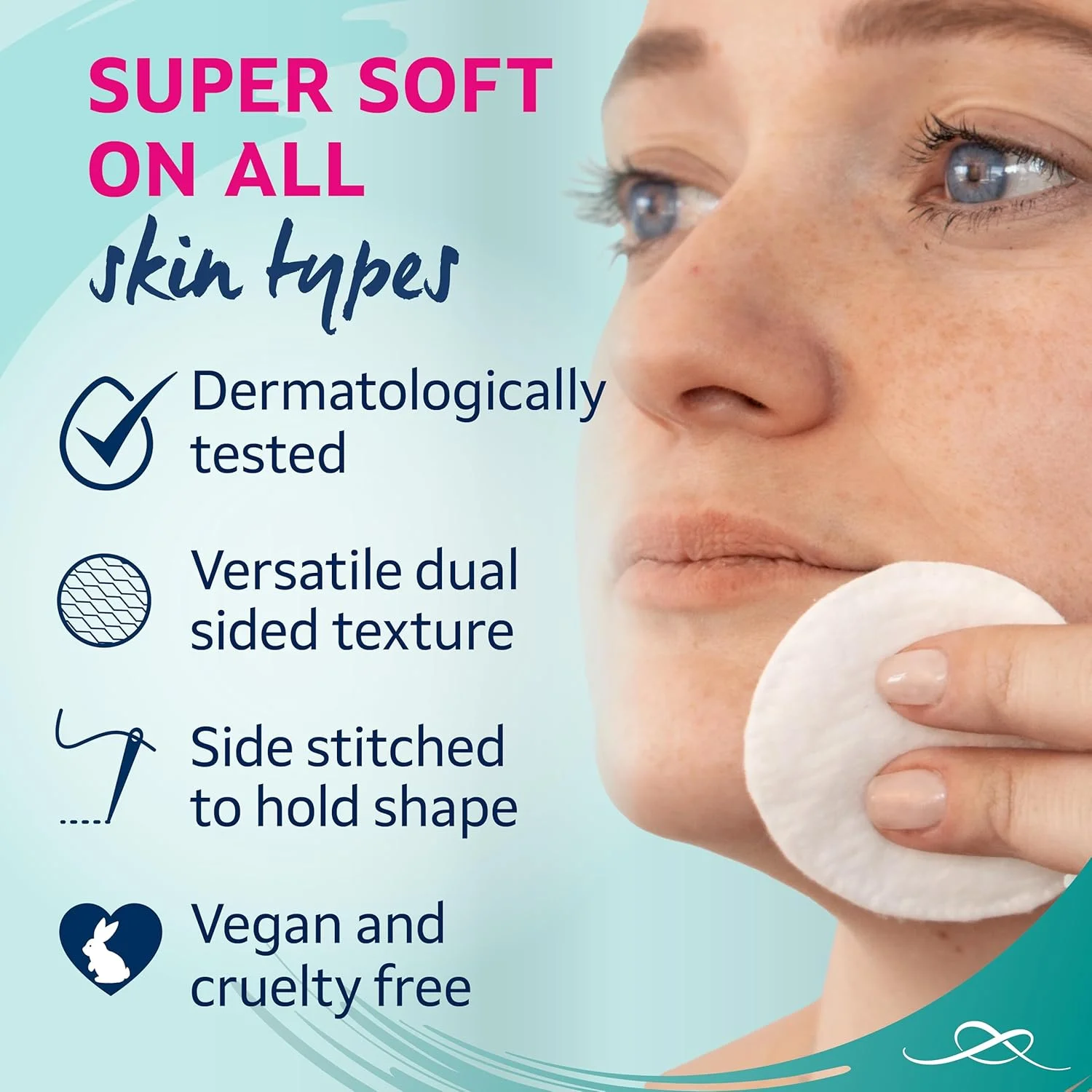 پدهای پنبه ای گرد Lil-Lets، پنبه 100% خالص، نرم و جاذب، ملایم بر روی پوست، تست شده توسط متخصصین پوست، بسته 100 عددی