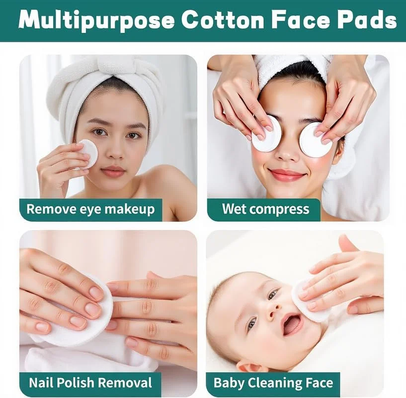 3 بسته 100 عددی پدهای پنبه ای فوق العاده نرم، پد پاک کننده آرایش دو طرفه خشک/مرطوب - ضد حساسیت، بدون پرز، ملایم برای مراقبت از پوست و روتین های زیبایی
