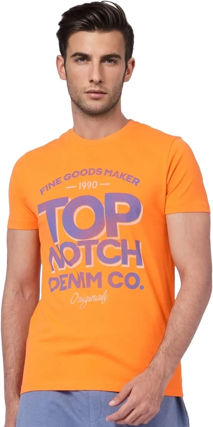 تی شرت مردانه جک اند جونز طرح دار، مدل Slim Fit، رنگ Golden Poppy_Golden S، سایز 40