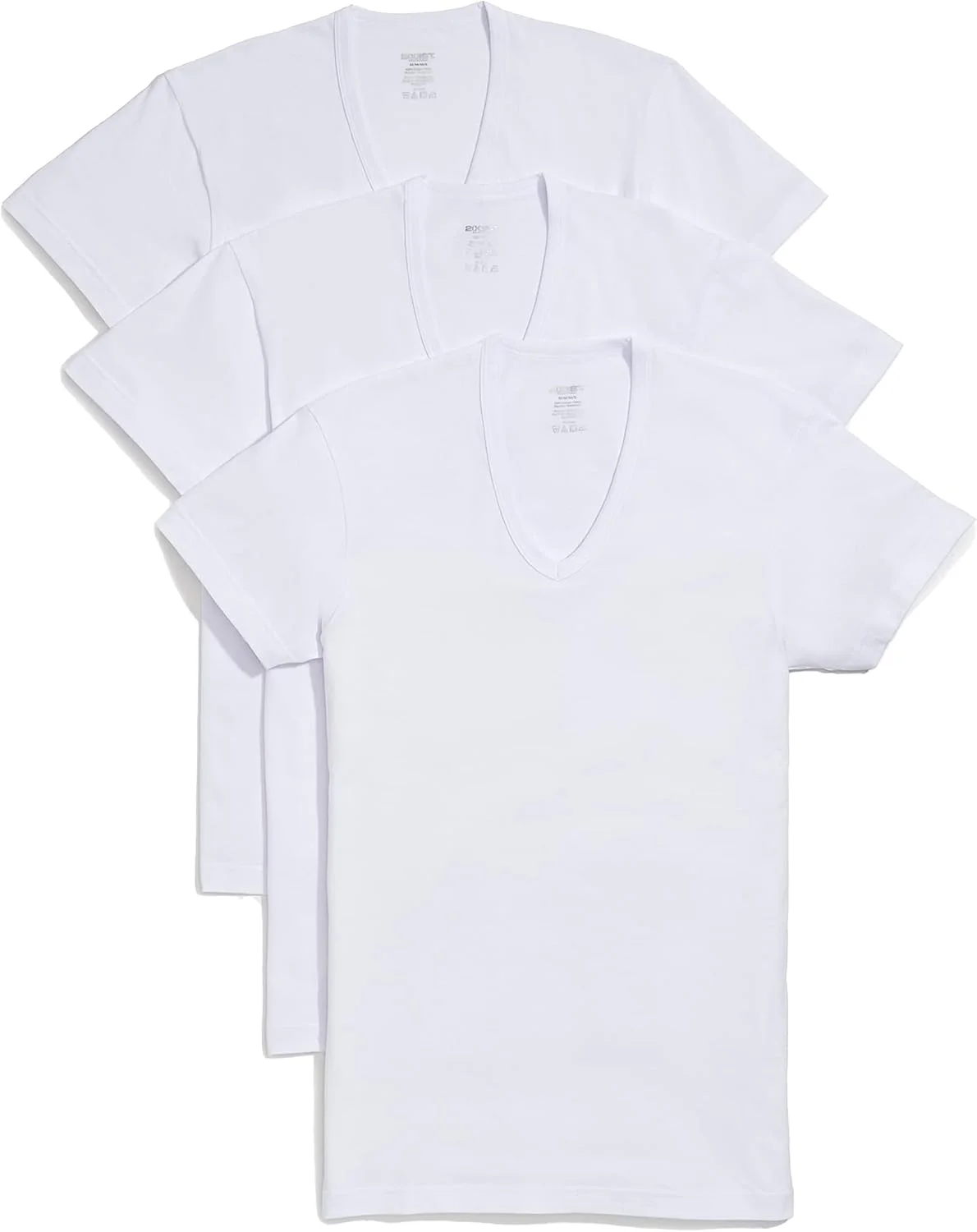 تی شرت یقه هفت مردانه 2(X) IST مدل Essential Cotton Slim Fit (بسته 3 عددی)
