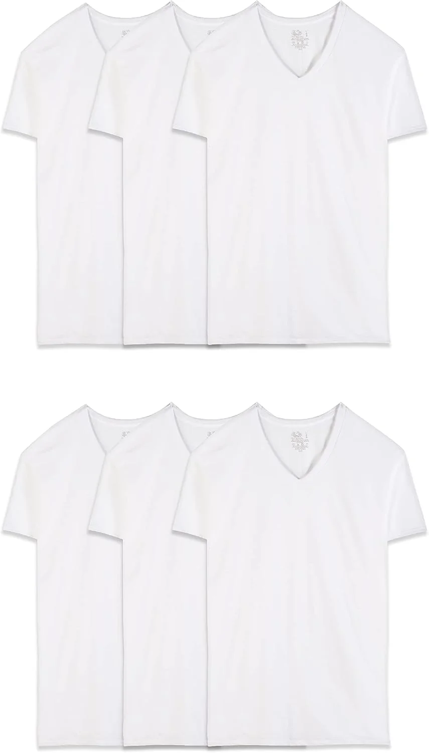 تی شرت یقه هفت مردانه Fruit of the Loom، بسته 6 عددی، سایزهای M, L, XL, XXL, 3XL, 4XL, 5XL، مجموعه رنگ ها